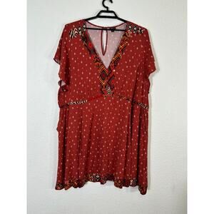 Torrid Challis Border Skater Dress Womens Size 5 Orange‎ Mini Geo Symbols 5X